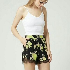 TOPSHOP floral lace trim hem shorts